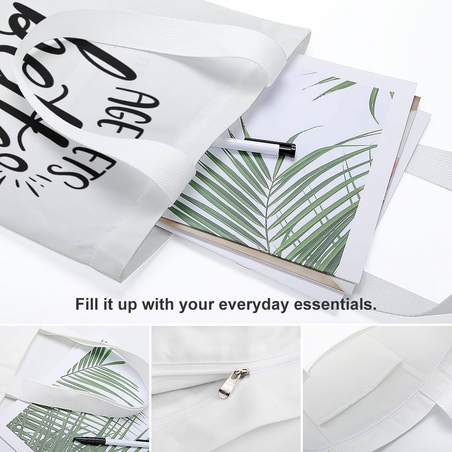 Canvas Material Tote Bags with Interior Pocket (Dual-sided Printing)