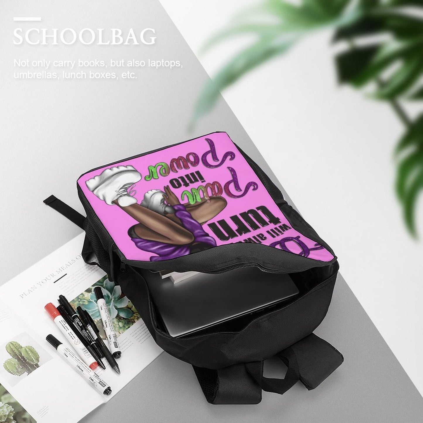 17 inch Black Schoolbag & Shoulder Backpack