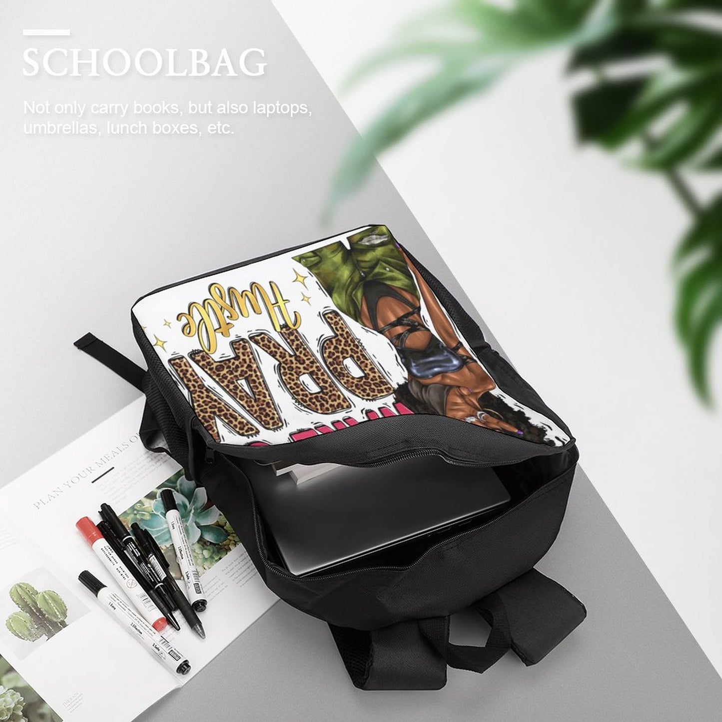 17 inch Black Schoolbag & Shoulder Backpack