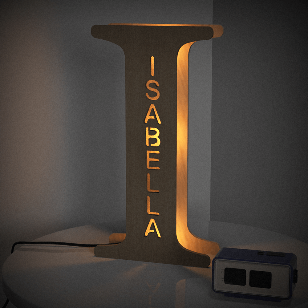 Personalised Wooden Letter Lamp Custom Name Alphabet Night Lights 19CM