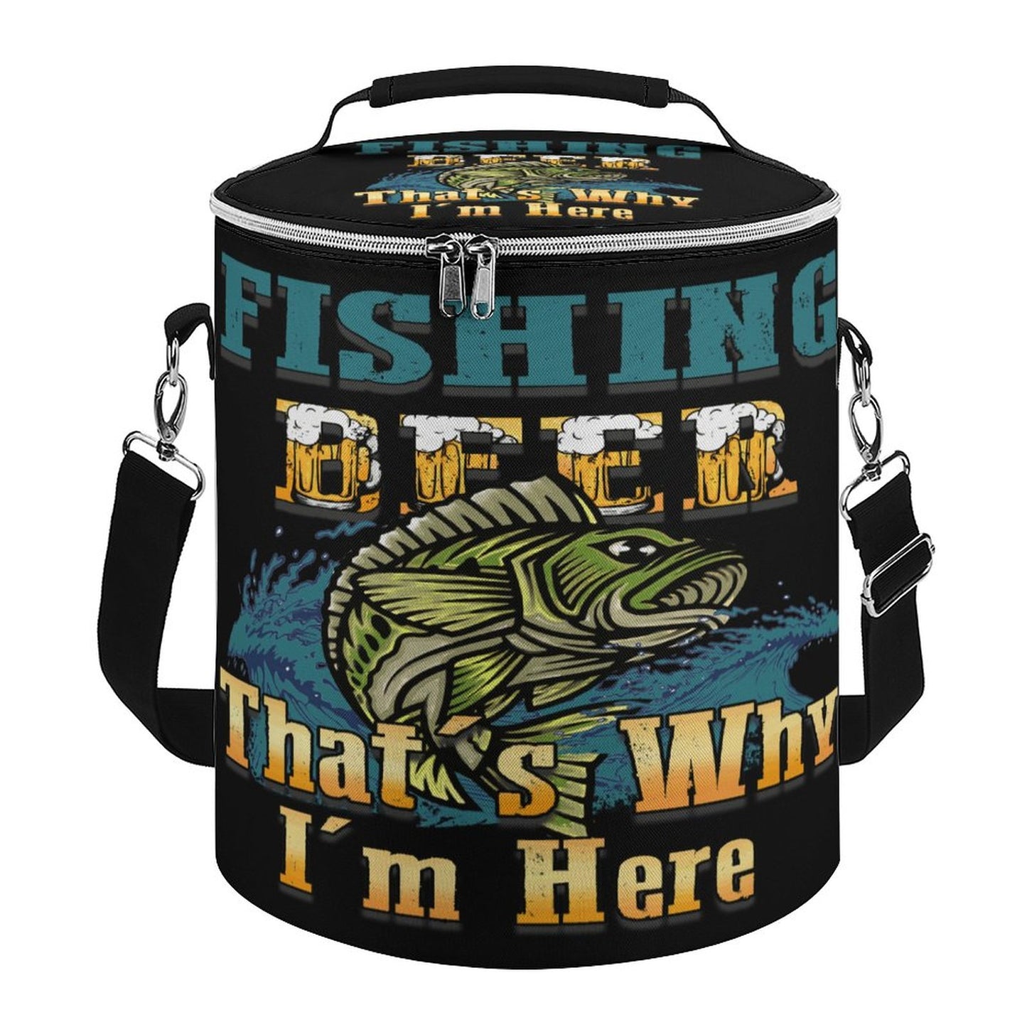 Round Collapsible Insulated Cooler Bag with Shoulder Strap A018 (All-Over Printing)