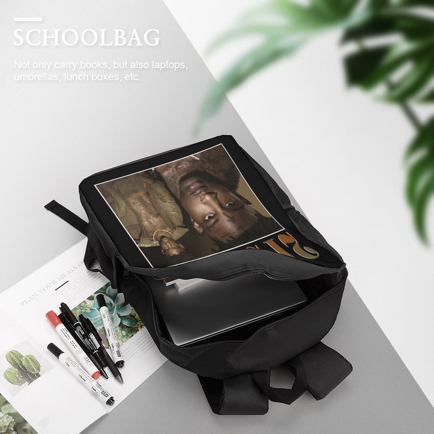 17 inch Black Schoolbag & Shoulder Backpack