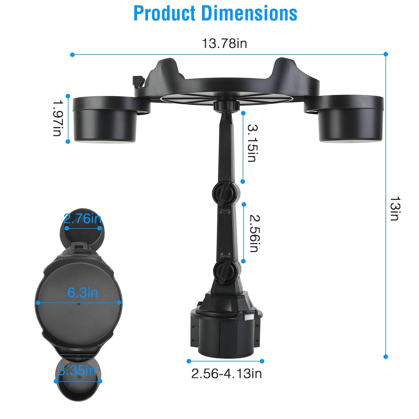 Car Cup Holder Expander 360° Rotating Car Tray Bottle Holder