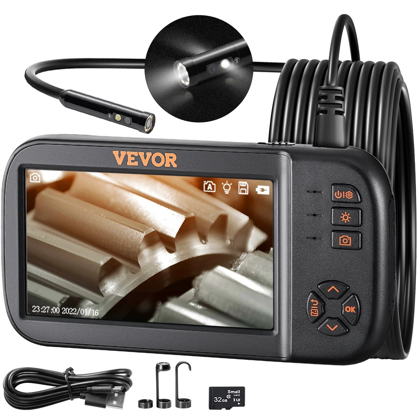 VEVOR Endoscope Camera Borescope Inspection Camera Triple Lens 4.5" IPS