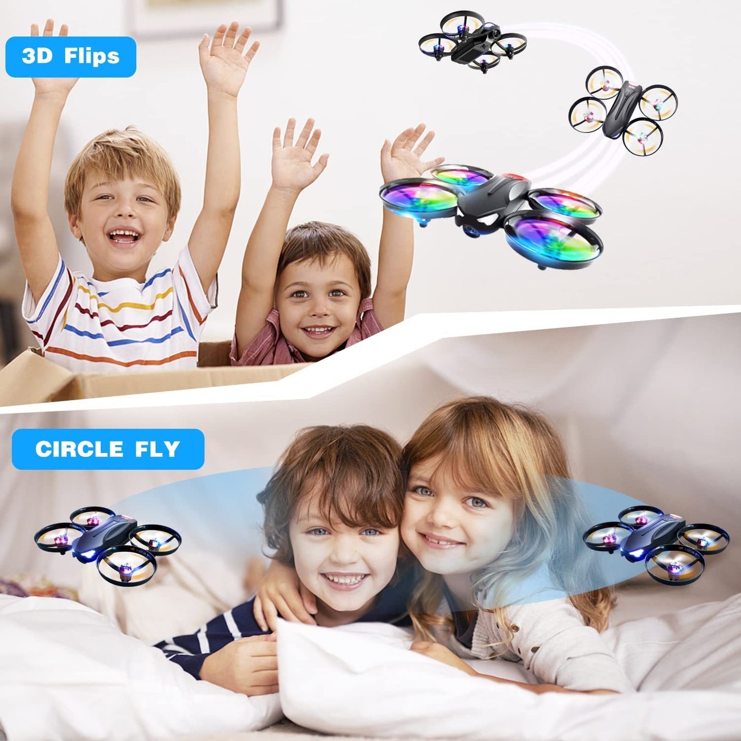 4DRC V16 Drone with Camera for Kids,1080P FPV Camera Mini RC Quadcopter Beginners Toy with 7 Colors LED Lights,3D Flips,Gesture Selfie,Headless Mode,Altitude Hold,Gift Toy for Boys and Girls