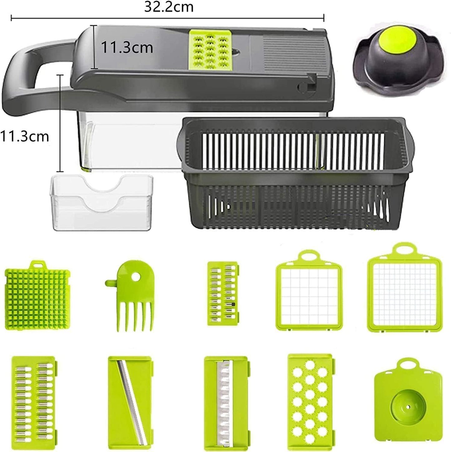 Vegetable Chopper, 14 in 1 Mandoline Slicer Multi-Function Kitchen, 7 Replaceable Stainless Steel Vegetable Cutter with Egg Separator Hand Guard Julienne Grater for Onion Potato Fruit