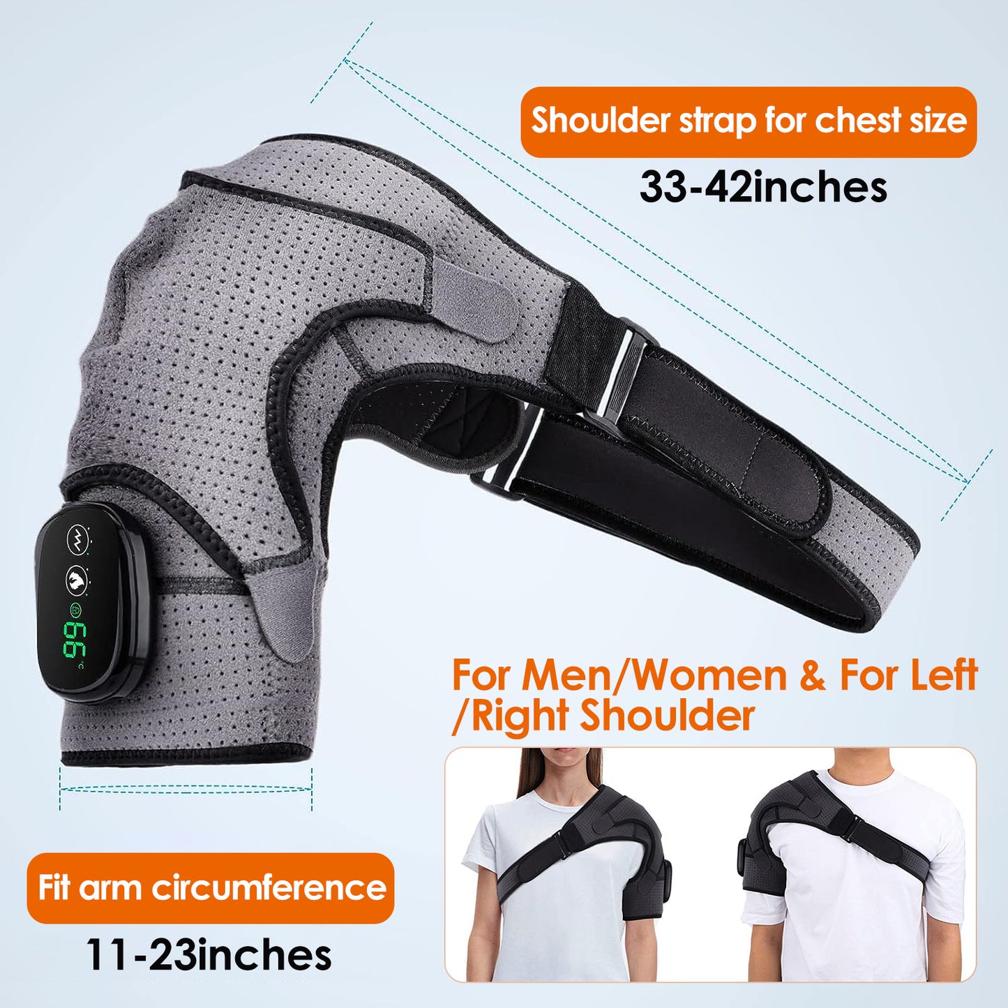 Cordless Shoulder Heating Pad Rechargeable Heated Shoulder Wrap Massager Shoulder Brace Supports