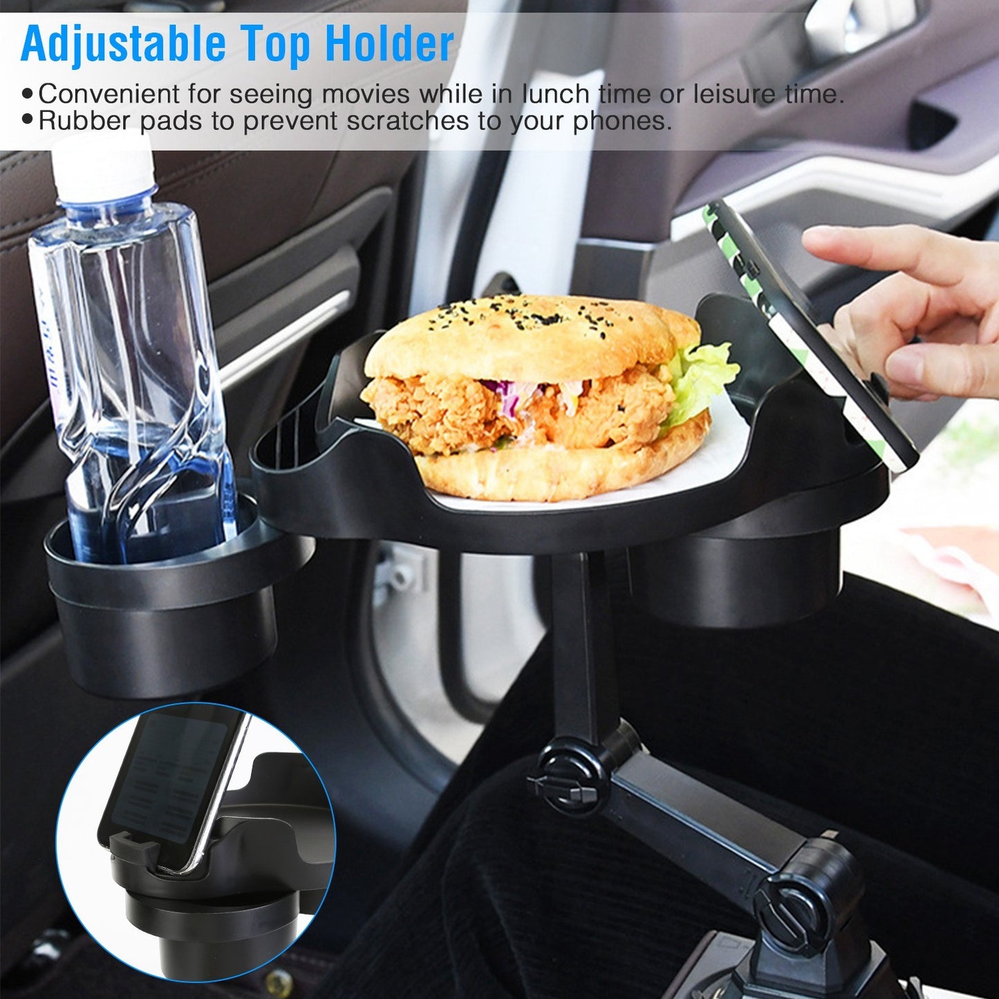 Car Cup Holder Expander 360° Rotating Car Tray Bottle Holder