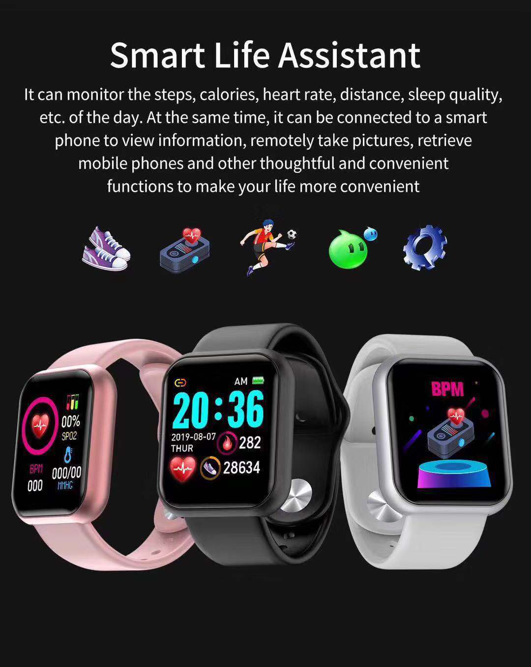 Women Smart Watch Message Reminder Men Smart Wristband Sport Bluetooth Watches Gift