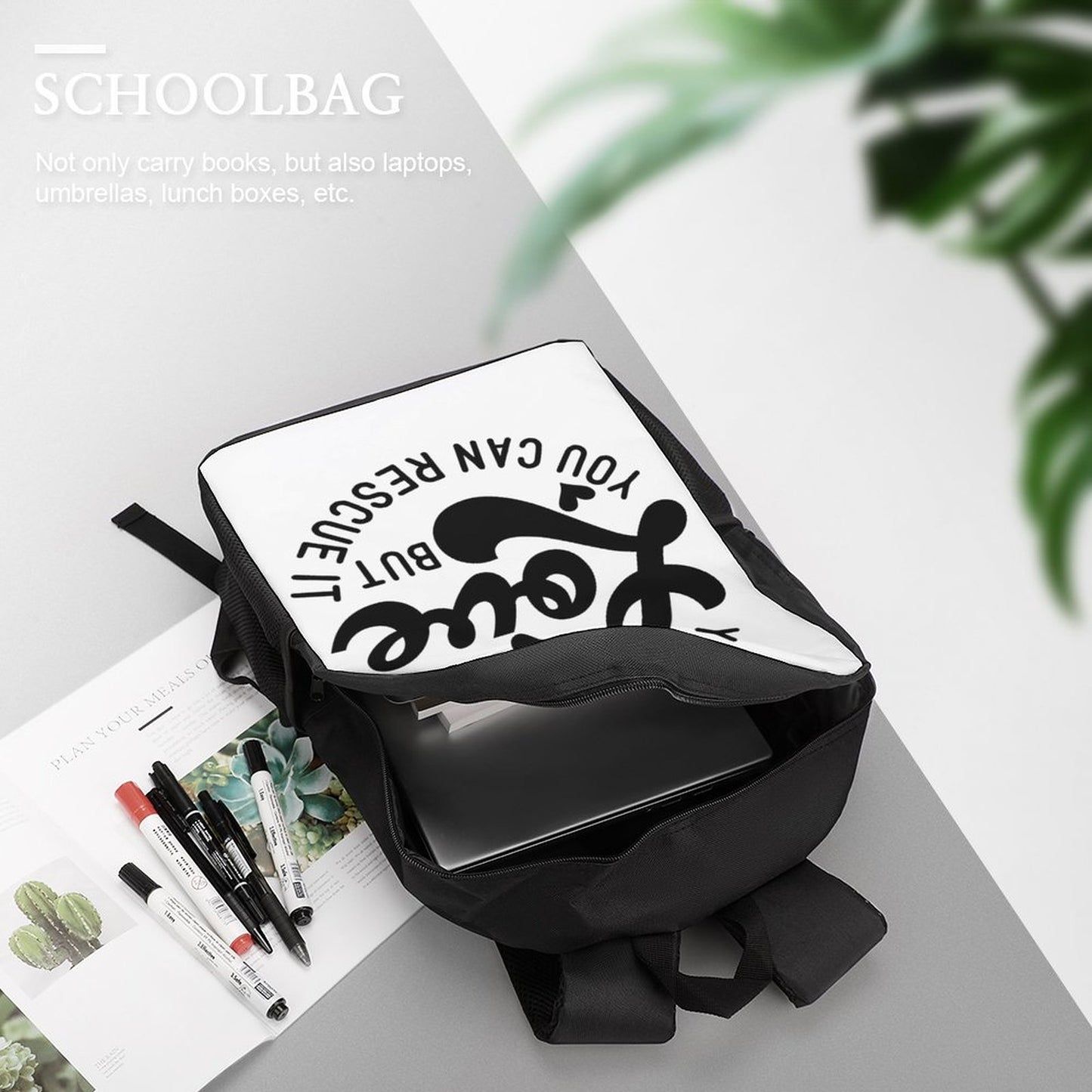 17 inch Black Schoolbag & Shoulder Backpack