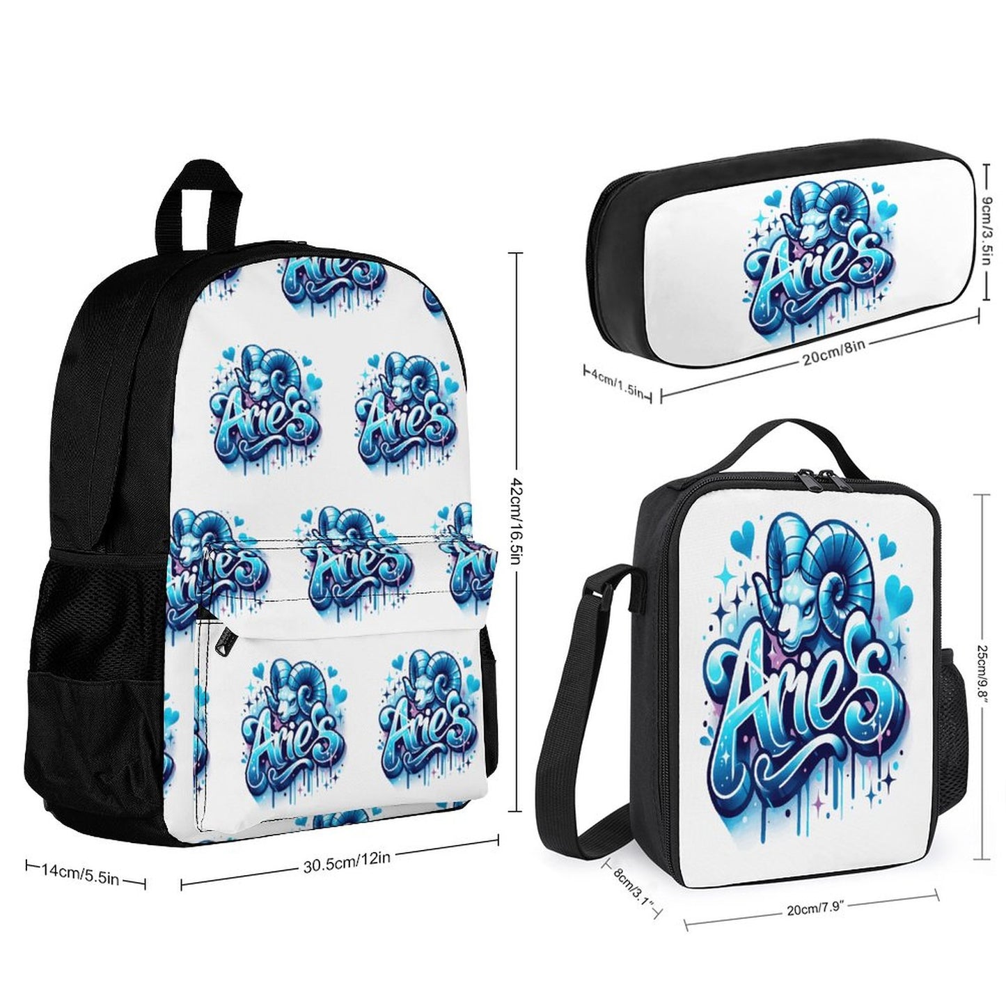 Set of 3 Bags (Shoulder Bag Lunch Bag & Pencil Pouch)