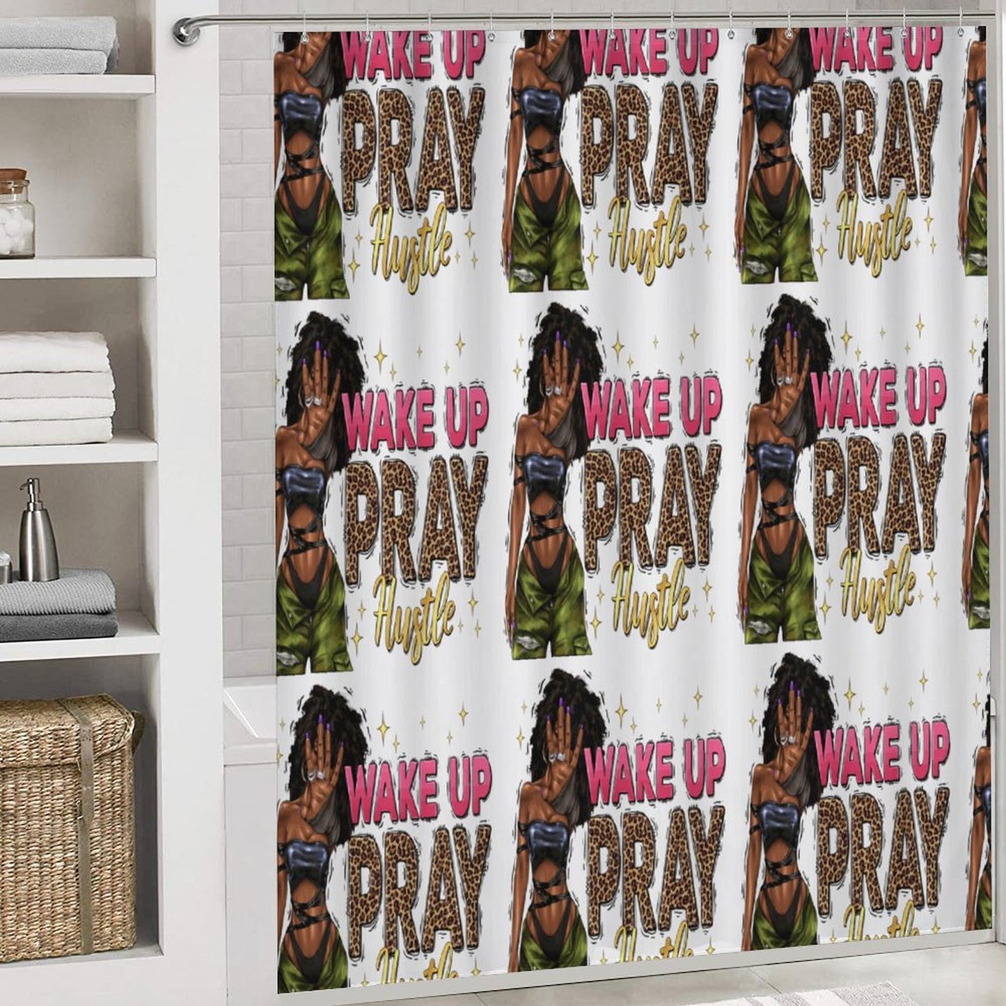 Shower Curtain Set with 3 Rugs